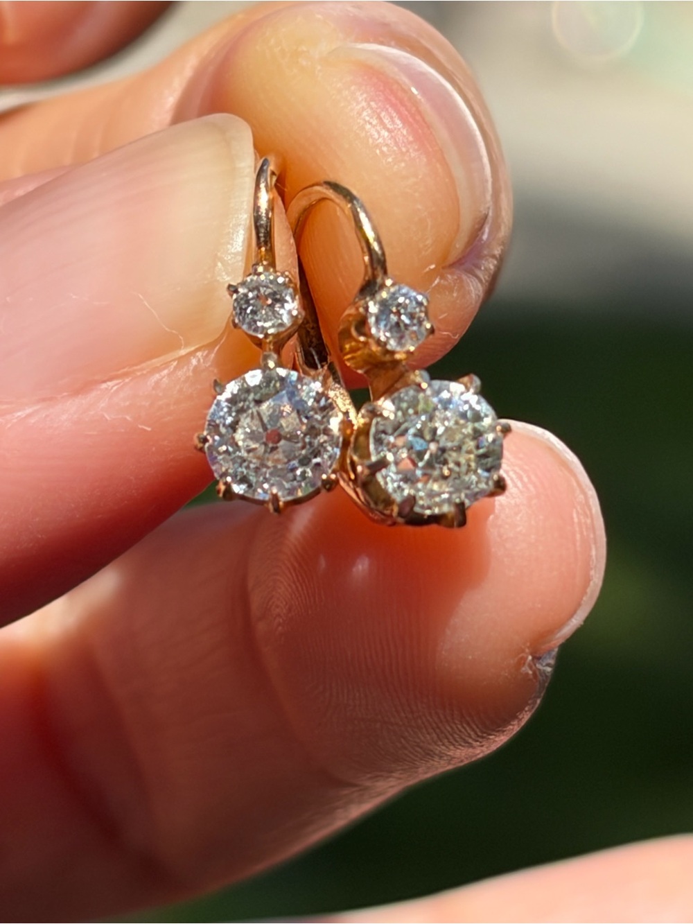 old mine cut diamond earrings- price is firm